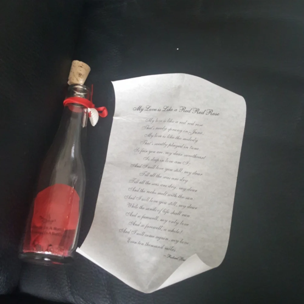 Message in a bottle.  Sweet Valentine...